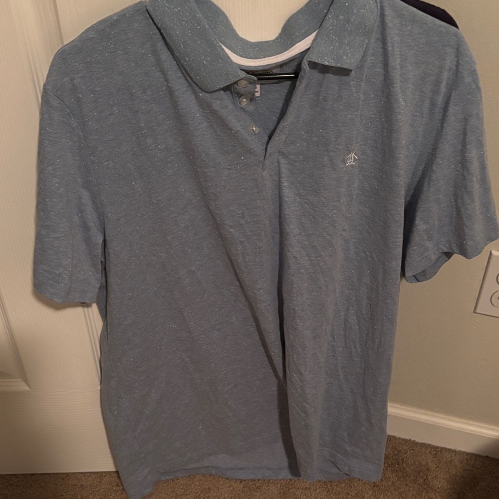 Original Penguin Heathered Blue Polo Shirt